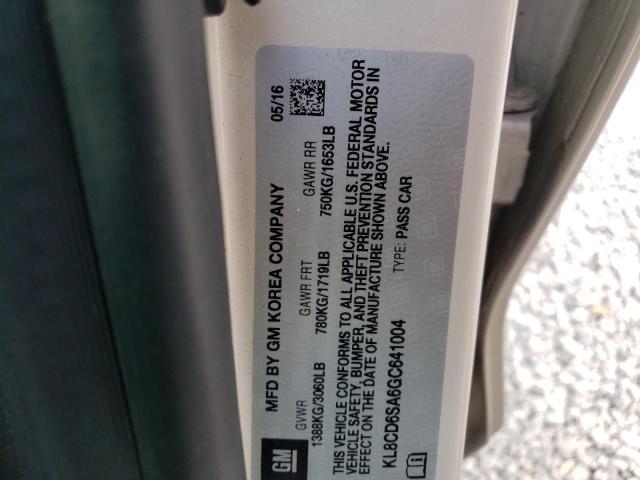 Photo 10 from auction – 2016 CHEVROLET SPARK 1LT with VIN KL8CD6SA6GC641004