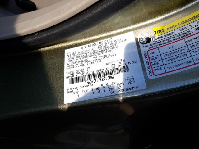 Photo 10 from auction – 2012 FORD FUSION HYB with VIN 3FADP0L37CR205067
