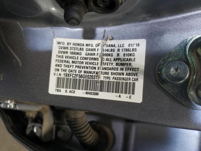 Photo 10 from auction – 2016 HONDA CIVIC LX with VIN 19XFC2F56GE020318