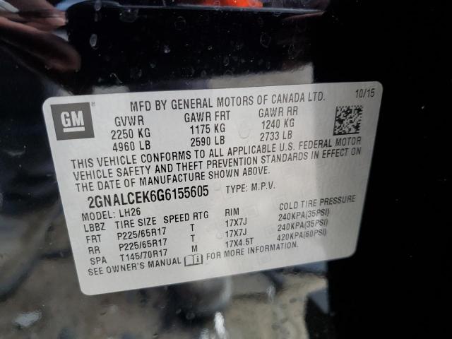 Photo 10 from auction – 2016 CHEVROLET EQUINOX LT with VIN 2GNALCEK6G6155605