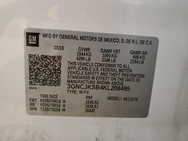 Photo 10 from auction – 2019 CHEVROLET TRAX LS with VIN 3GNCJKSB4KL208495