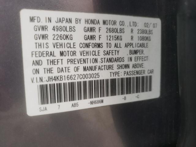 Photo 10 from auction – 2007 ACURA RL with VIN JH4KB16627C003025