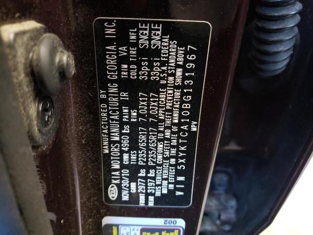 Photo 10 from auction – 2011 KIA SORENTO BA with VIN 5XYKTCA10BG131967