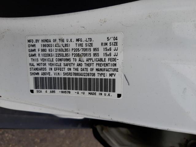 Photo 10 from auction – 2004 HONDA CR-V EX with VIN SHSRD78804U239708