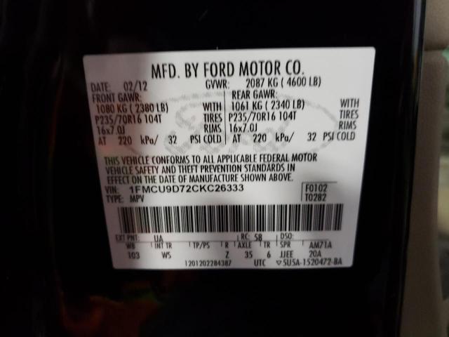 Photo 10 from auction – 2012 FORD ESCAPE XLT with VIN 1FMCU9D72CKC26333