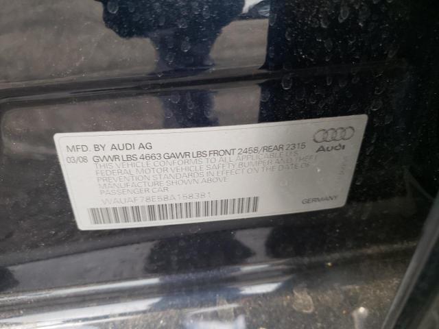 Photo 10 from auction – 2008 AUDI A4 2.0T with VIN WAUAF78E58A158381