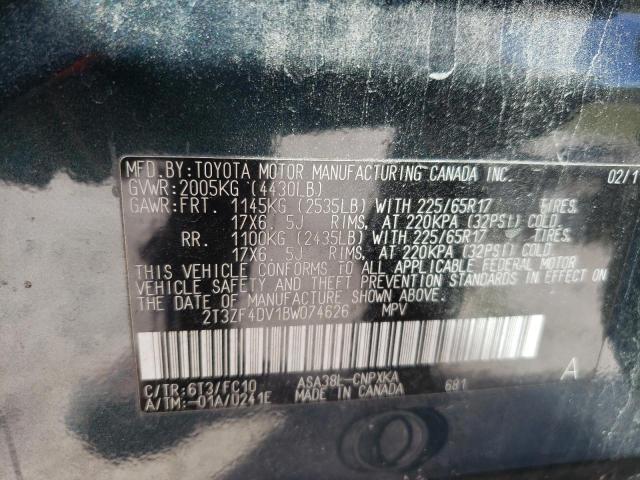 Photo 10 from auction – 2011 TOYOTA RAV4 with VIN 2T3ZF4DV1BW074626