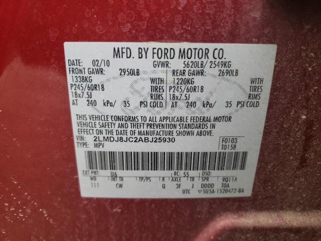 Photo 10 from auction – 2010 LINCOLN MKX with VIN 2LMDJ8JC2ABJ25930