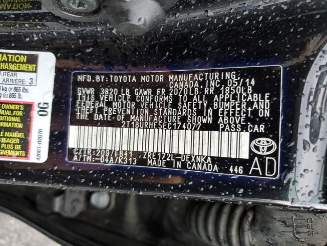 Photo 10 from auction – 2014 TOYOTA COROLLA L with VIN 2T1BURHE5EC174077