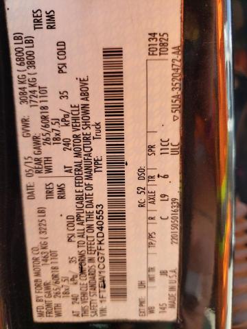 Photo 10 from auction – 2015 FORD F150 SUPER with VIN 1FTEW1CG7FKD40553