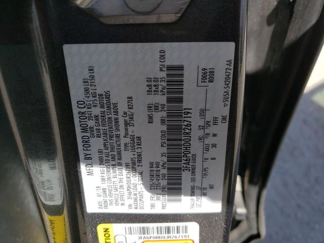 Photo 10 from auction – 2018 FORD FUSION SE with VIN 3FA6P0HD0JR267191