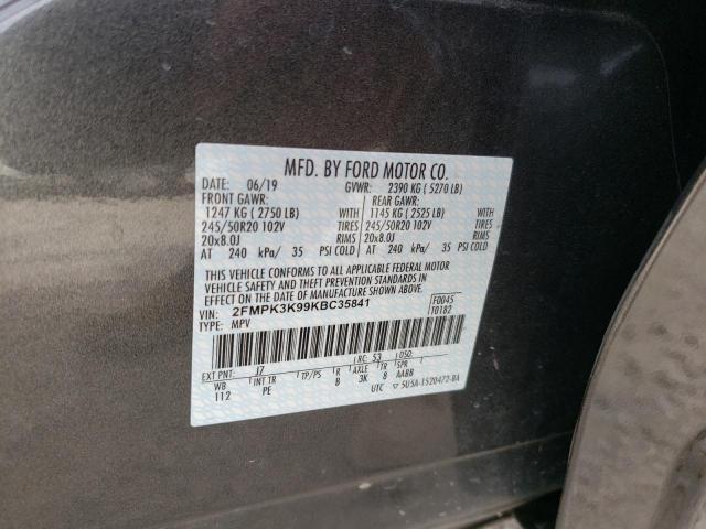 Photo 10 from auction – 2019 FORD EDGE TITAN with VIN 2FMPK3K99KBC35841