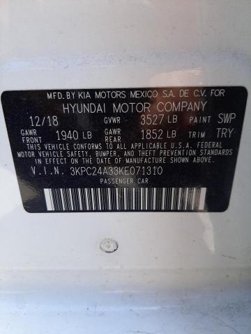 Photo 10 from auction – 2019 HYUNDAI ACCENT SE with VIN 3KPC24A33KE071310