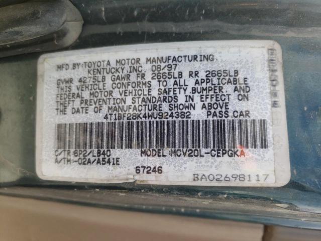 Photo 10 from auction – 1998 TOYOTA CAMRY CE with VIN 4T1BF28K4WU924382