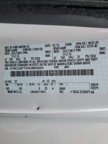 Photo 10 from auction – 2017 FORD ESCAPE S with VIN 1FMCU0F7XHUB02203