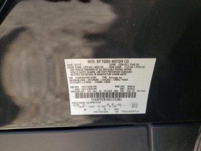 Photo 10 from auction – 2017 FORD TAURUS SEL with VIN 1FAHP2E81HG125381