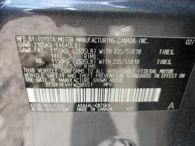 Photo 10 from auction – 2015 TOYOTA RAV4 LIMIT with VIN 2T3DFREV4FW298551