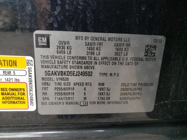 Photo 10 from auction – 2014 BUICK ENCLAVE with VIN 5GAKVBKD5EJ249502