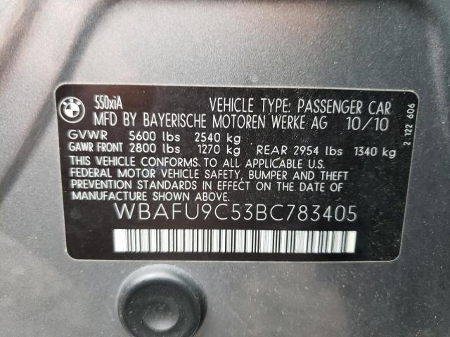 Photo 10 from auction – 2011 BMW 550 XI with VIN WBAFU9C53BC783405