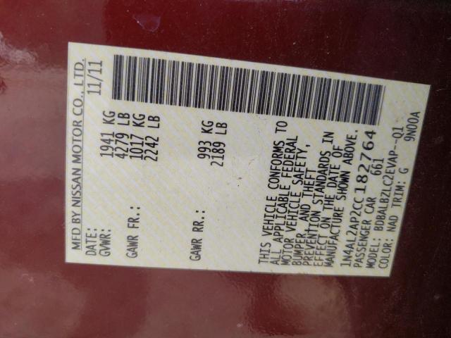 Photo 10 from auction – 2012 NISSAN ALTIMA BAS with VIN 1N4AL2AP2CC182764