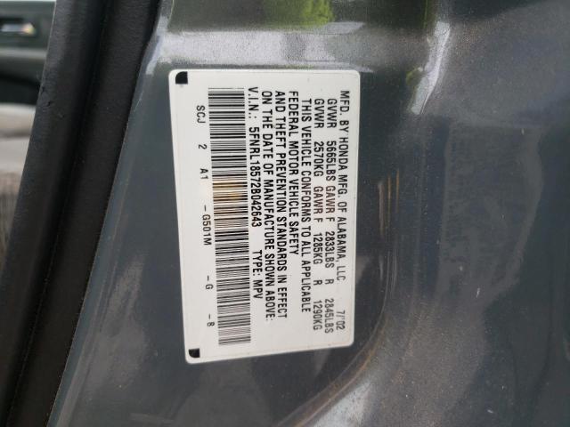 Photo 10 from auction – 2002 HONDA ODYSSEY LX with VIN 5FNRL18572B042643