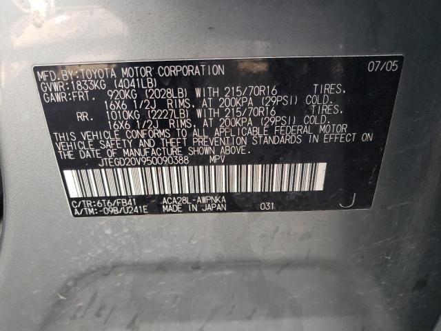 Photo 10 from auction – 2005 TOYOTA RAV4 with VIN JTEGD20V950090388