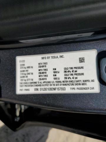 Photo 10 from auction – 2022 TESLA MODEL 3 with VIN 5YJ3E1EB2NF157553