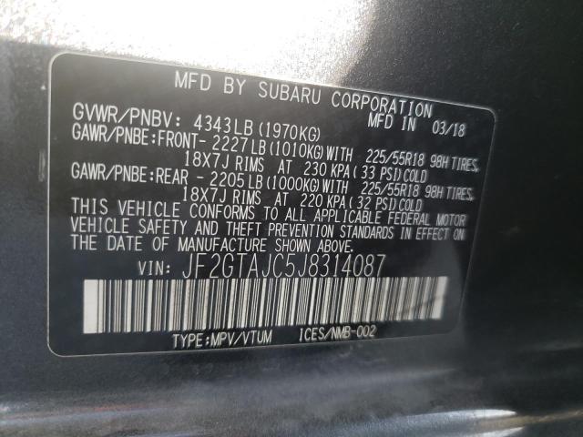 Photo 10 from auction – 2018 SUBARU CROSSTREK with VIN JF2GTAJC5J8314087