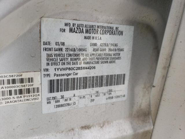 Photo 10 from auction – 2008 MAZDA 6 I with VIN 1YVHP80C285M44206