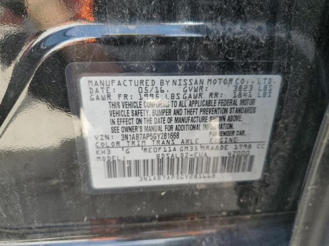 Photo 10 from auction – 2016 NISSAN SENTRA S with VIN 3N1AB7AP5GY281668