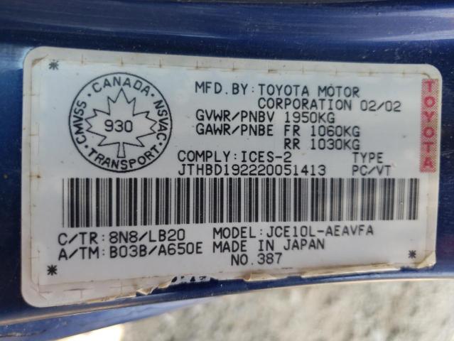 Photo 10 from auction – 2002 LEXUS IS 300 with VIN JTHBD192220051413