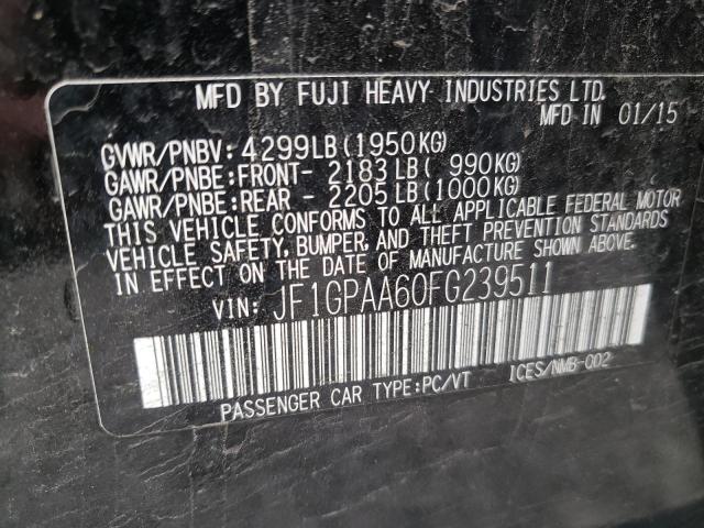 Photo 10 from auction – 2015 SUBARU IMPREZA with VIN JF1GPAA60FG239511