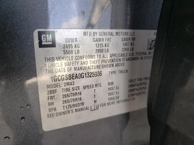 Photo 10 from auction – 2016 CHEVROLET COLORADO with VIN 1GCGSBEA0G1325936