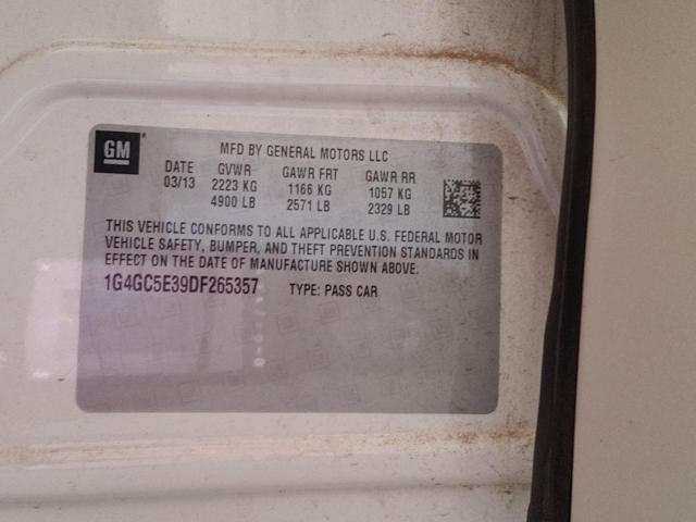 Photo 10 from auction – 2013 BUICK LACROSSE with VIN 1G4GC5E39DF265357