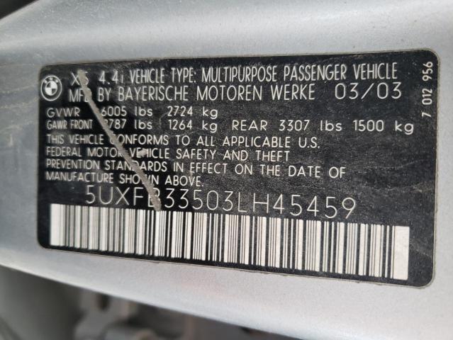 Photo 10 from auction – 2003 BMW X5 4.4I with VIN 5UXFB33503LH45459