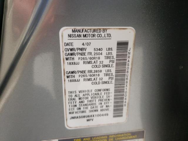 Photo 10 from auction – 2008 INFINITI FX35 with VIN JNRAS08U68X100449