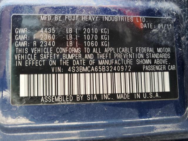 Photo 10 from auction – 2011 SUBARU LEGACY with VIN 4S3BMCA65B3240972