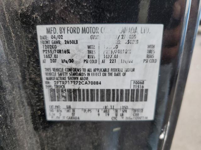 Photo 10 from auction – 2002 FORD F150 with VIN 2FTRF17272CA70884