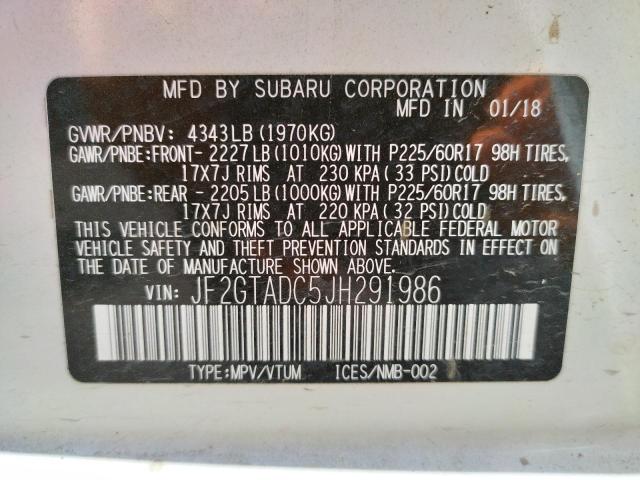 Photo 10 from auction – 2018 SUBARU CROSSTREK with VIN JF2GTADC5JH291986