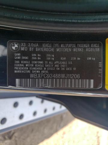 Photo 10 from auction – 2008 BMW X3 3.0SI with VIN WBXPC93488WJ11206