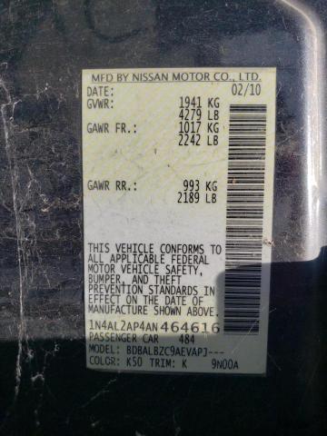 Photo 10 from auction – 2010 NISSAN ALTIMA BAS with VIN 1N4AL2AP4AN464616
