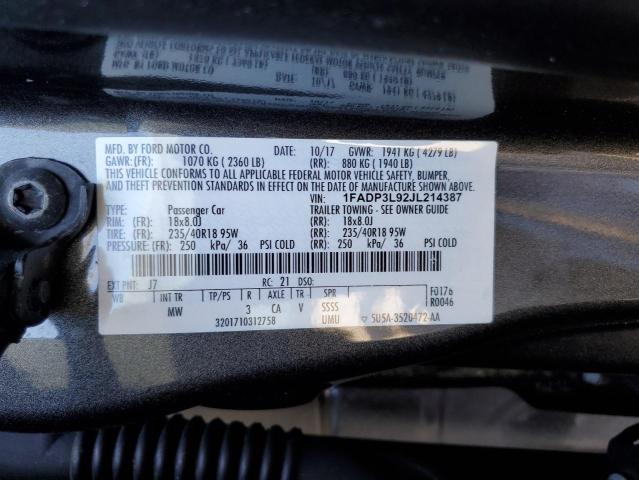 Photo 10 from auction – 2018 FORD FOCUS ST with VIN 1FADP3L92JL214387