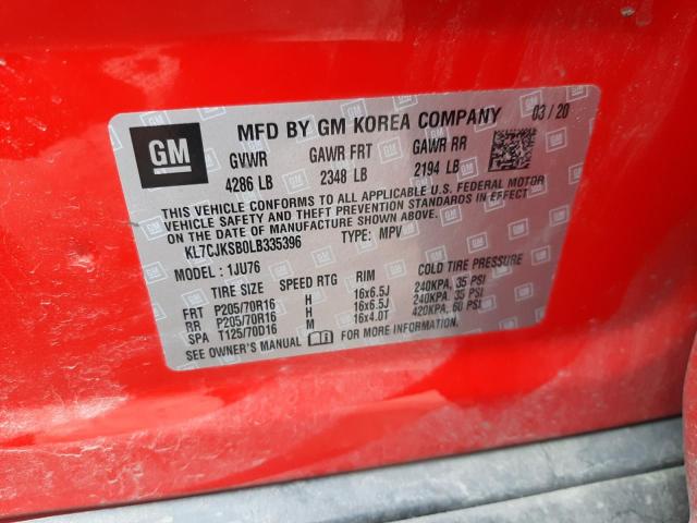 Photo 10 from auction – 2020 CHEVROLET TRAX LS with VIN KL7CJKSB0LB335396