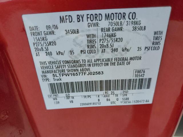 Photo 10 from auction – 2007 LINCOLN MARK LT with VIN 5LTPW16577FJ02583