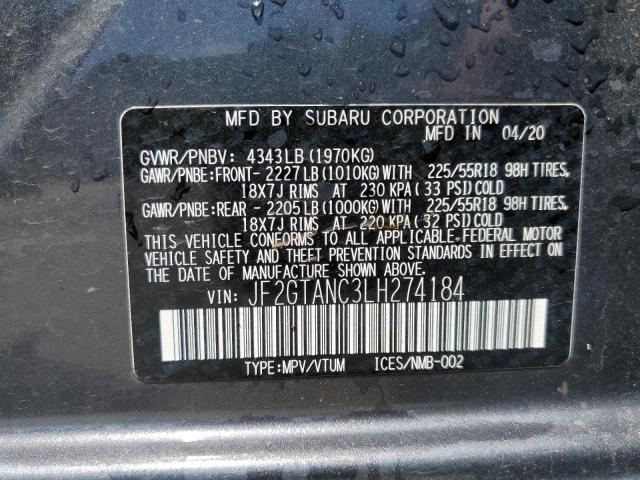 Photo 10 from auction – 2020 SUBARU CROSSTREK with VIN JF2GTANC3LH274184