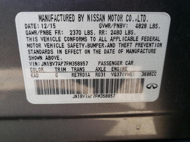 Photo 10 from auction – 2015 INFINITI Q50 BASE with VIN JN1BV7AP7FM358957