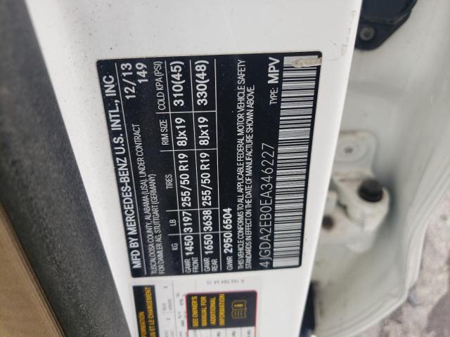 Photo 10 from auction – 2014 MERCEDES-BENZ ML 350 BLU with VIN 4JGDA2EB0EA346227