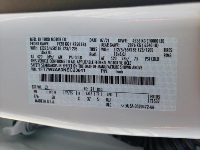Photo 10 from auction – 2022 FORD F250 SUPER with VIN 1FT7W2A63NEC23641