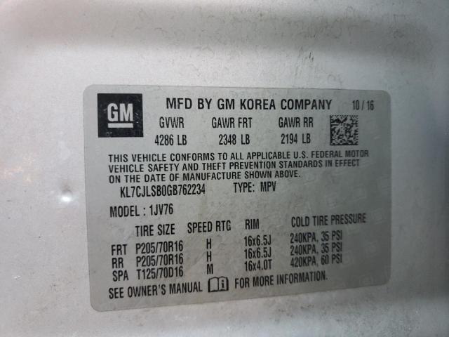 Photo 10 from auction – 2016 CHEVROLET TRAX 1LT with VIN KL7CJLSB0GB762234