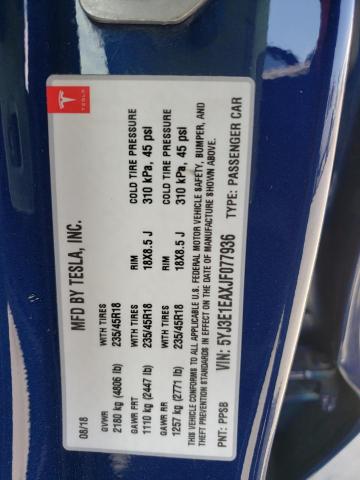 Photo 10 from auction – 2018 TESLA MODEL 3 with VIN 5YJ3E1EAXJF077936